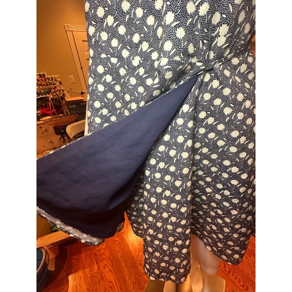 Urban Outfitters Wrap-Front Dress Navy White Size Small - Picture 11 of 12